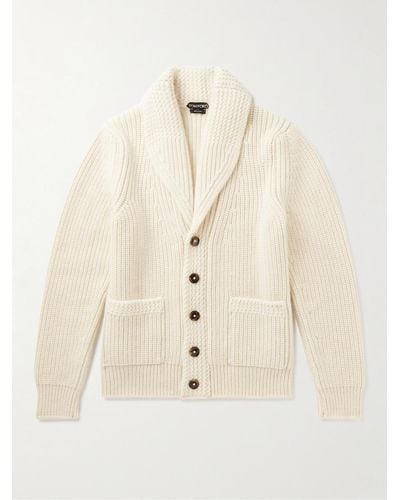 Tom Ford Shawl-collar Cashmere And Mohair-blend Cardigan - Natural