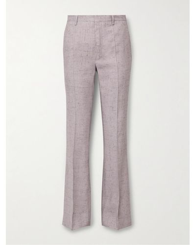 Dries Van Noten Slim-fit Flared Tweed Suit Trousers - Purple