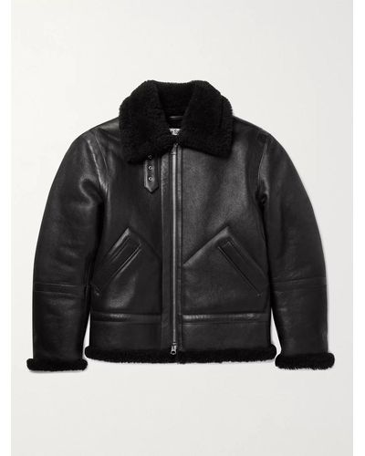 Acne Studios Shearling-lined Full-grain Leather Jacket - Black