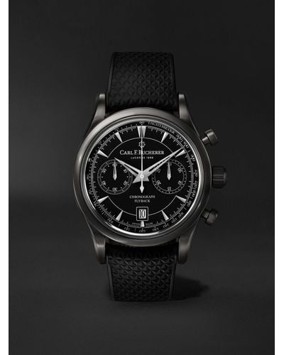 Carl F. Bucherer Manero Automatic Flyback Chronograph 43mm Steel And Rubber Watch - Black