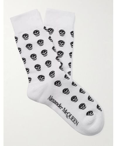 Alexander McQueen Skull-Intarsia Cotton-Blend Socks - Weiß