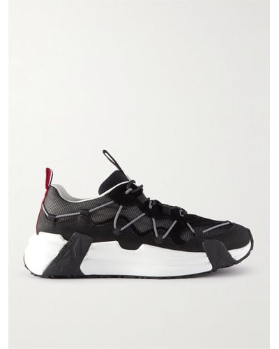 Moncler Compassor Mesh-trimmed Nubuck And Suede Trainers - Black