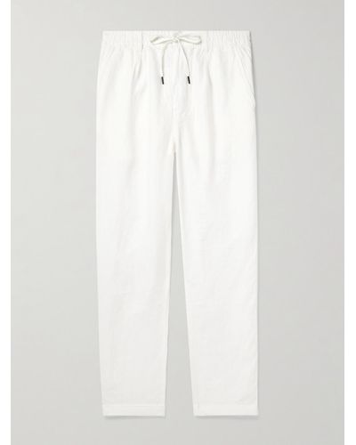 Polo Ralph Lauren Schmal zulaufende Hose aus Leinen-Twill mit Kordelzugbund - Weiß