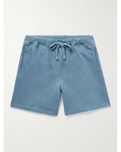 Boglioli Straight-leg Garment-dyed Cotton-jersey Shorts - Blue