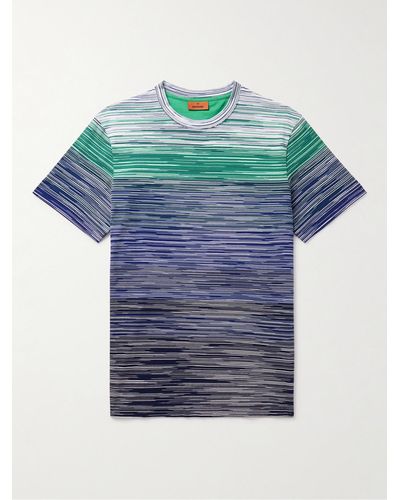 Missoni T-Shirt aus Baumwoll-Jersey mit Farbverlauf in Space-Dye-Optik - Blau