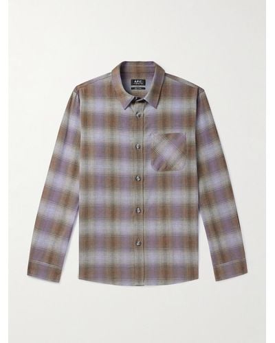 A.P.C. Trek Checked Cotton-flannel Shirt - Grey