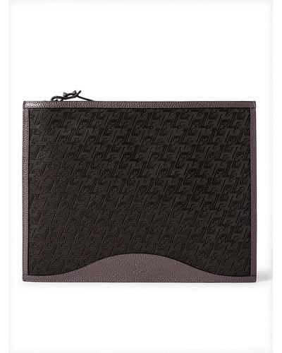 Christian Louboutin Logo-jacquard Coated-canvas And Full-grain Leather Pouch - Black
