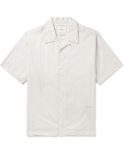 Norse Projects Carsten Convertible-collar Striped Cotton-poplin Shirt - White