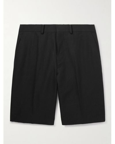 AURALEE Straight-leg Cotton And Linen-blend Twill Shorts - Black