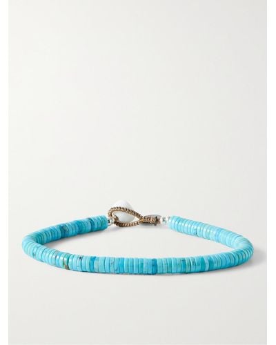 Mikia Silver Turquoise Beaded Bracelet - Blue