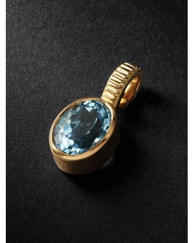 Viltier Magnetic Gold Aquamarine Pendant - Black