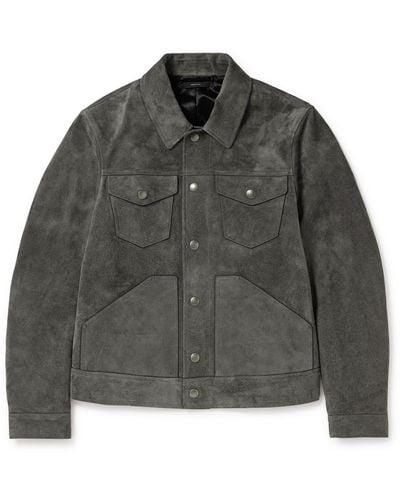 Tom Ford Brushed Suede Trucker Jacket - Gray