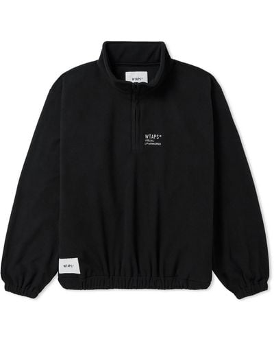 WTAPS Logo-embroidered Fleece Half-zip Sweatshirt - Black