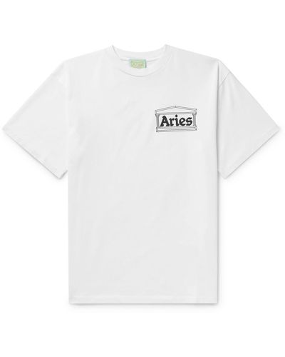 Aries Temple Logo-print Cotton-jersey T-shirt - White