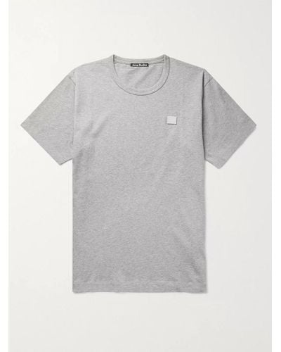 Acne Studios T-shirt in jersey di cotone mélange con logo applicato Nash - Grigio