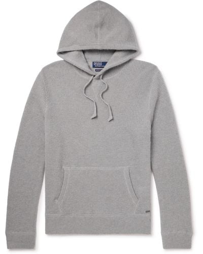 Polo Ralph Lauren Waffle-knit Cashmere Hoodie - Gray