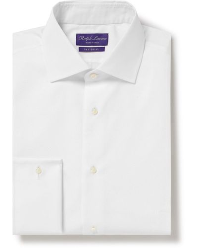Ralph Lauren Purple Label Aston Bib-front Cotton-poplin Shirt - White