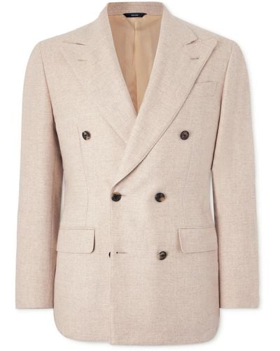 Thom Sweeney Unstructured Double-breasted Cashmere Blazer - Natural