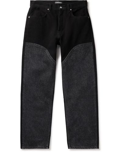 CHERRY LA Chap Straight-leg Paneled Jeans - Black