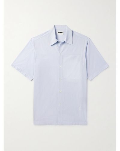 Jil Sander Oversized Logo-embroidered Striped Cotton-poplin Shirt - Blue