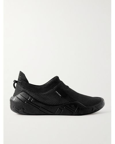 Stone Island Shadow Project Shadow Moc Suede- And Webbing-trimmed Mesh Slip-on Sneakers - Black