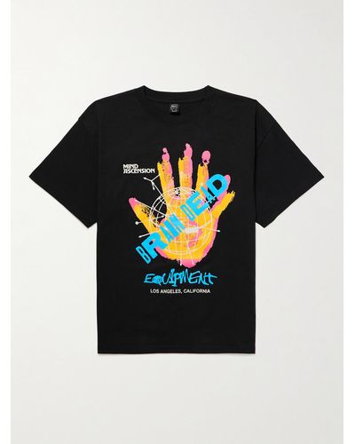Brain Dead Equipment Mind Hand Printed Cotton-jersey T-shirt - Black