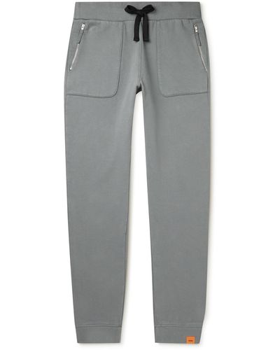 Aspesi Slim-fit Tapered Garment-dyed Cotton-jersey Sweatpants - Gray