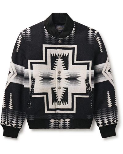 Pendleton Gorge Padded Virgin Wool And Cotton-blend Jacquard Jacket - Black