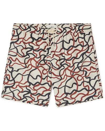 MR P. Straight-leg Mid-length Printed Swim Shorts - Natural