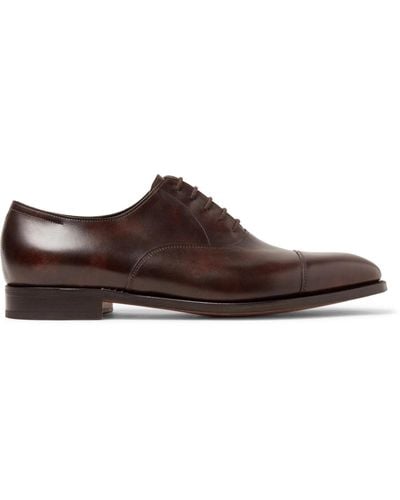 John Lobb City Ii Burnished-leather Oxford Shoes - Brown