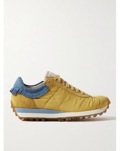 Visvim Walpi Fringed Leather-trimmed Suede And Shell Trainers - Yellow