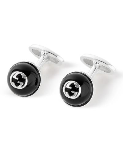 Gucci Marmont Silver Onyx Cufflinks - Black