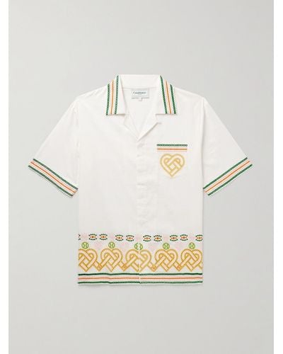 Casablancabrand Convertible-collar Broderie Anglaise Cotton Shirt - Natural