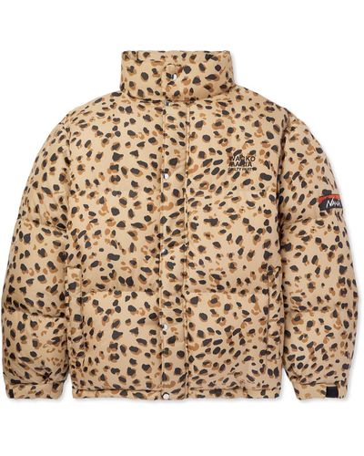 Wacko Maria Nanga Logo-embroidered Leopard-print Quilted Shell Down Jacket - Natural