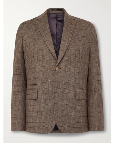 Paul Smith Slim-fit Prince Of Wales Checked Wool - Brown