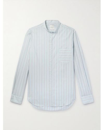 Paul Smith Camicia in popeline di cotone a righe con collo alla coreana - Blu
