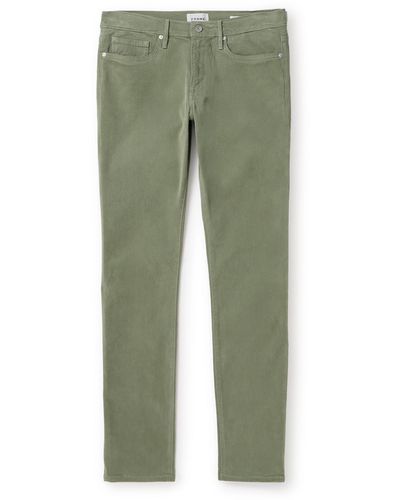 FRAME L'homme Slim-fit Stretch Lyocell-blend Pants - Green