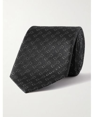 Gucci 7cm Horsebit Silk-jacquard Tie - Black