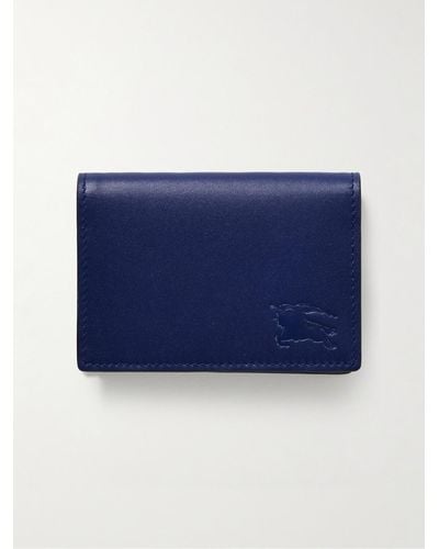 Burberry Aufklappbares Kartenetui aus Leder mit Logoprägung - Blau