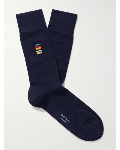 Paul Smith Alfie Logo-embroidered Cotton-blend Socks - Blue