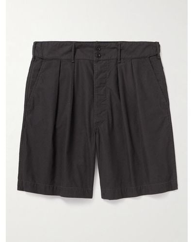RRL Hawkes Wide-leg Pleated Cotton-twill Shorts - Black