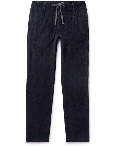 Hartford Tanker Slim-fit Straight-leg Cotton-corduroy Drawstring Pants - Blue