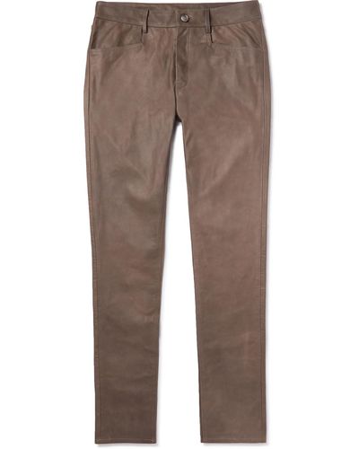 Rick Owens Tyrone Skinny-fit Leather Pants - Brown