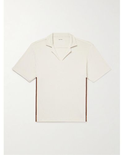 Paul Smith Logo-appliquéd Striped Cotton-blend Terry Polo Shirt - Natural
