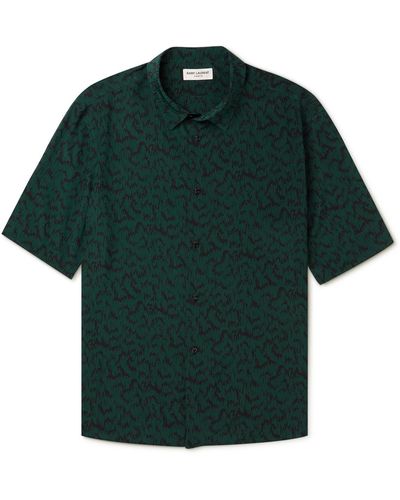 Saint Laurent Printed Silk Shirt - Green
