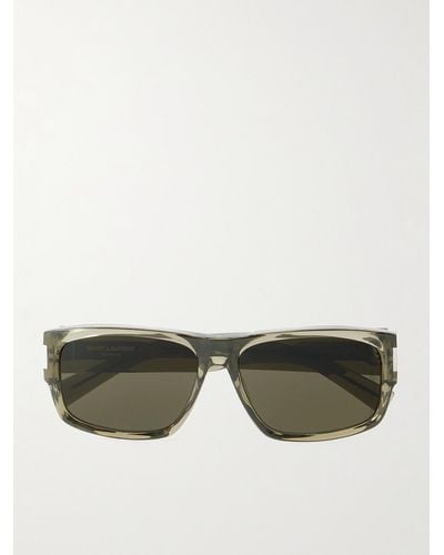 Saint Laurent New Wave Rectangular-frame Acetate Sunglasses - Green