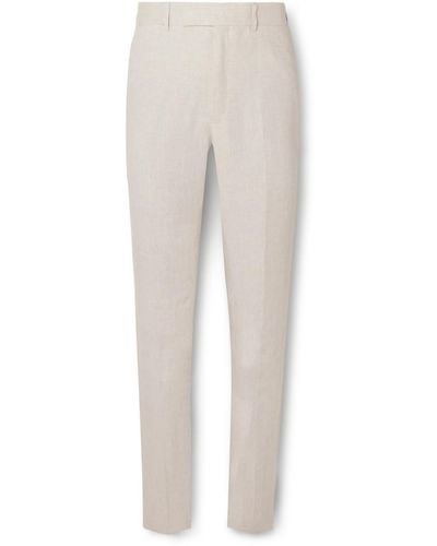 Kingsman Straight-leg Linen Suit Pants - Gray