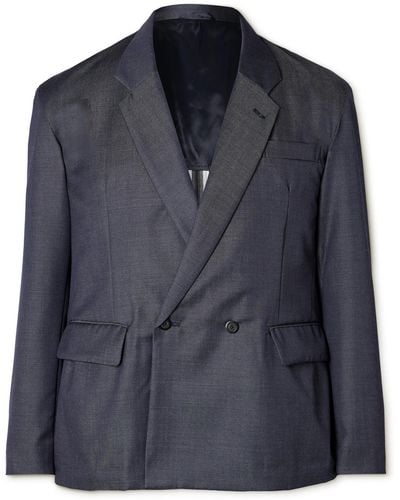 Blue Blue Japan Double-breasted Wool-denim Suit Jacket - Blue