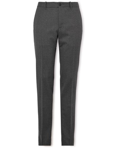 Incotex Slim-fit Pleated Wool-blend Flannel Pants - Gray
