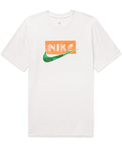 Nike Sportswear Printed Appliquéd Cotton-jersey T-shirt - White